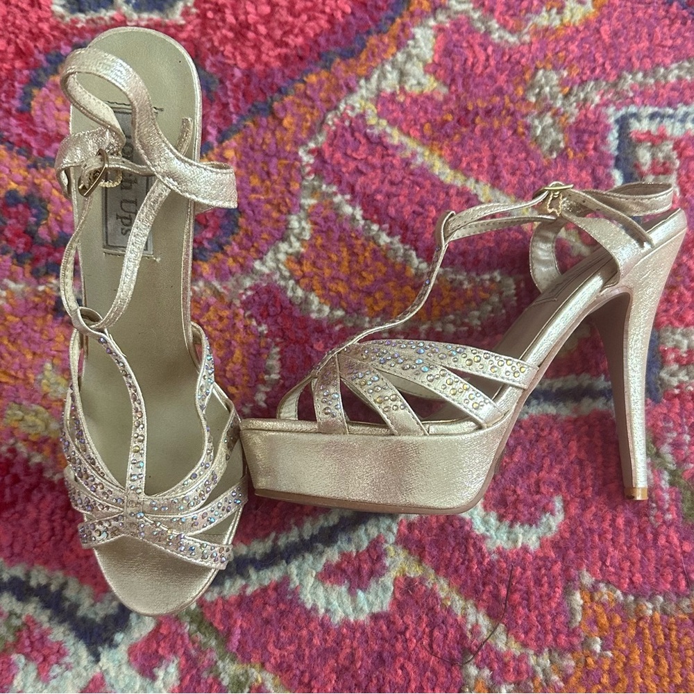 Gold platform heels - touch ups brand